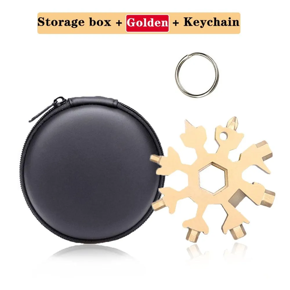 18 in 1 Snowflake Spanner Keyring Hex Multifunction Outdoor Hike Wrench Key Ring Pocket Multipurpose Camp Survive Hand Tools