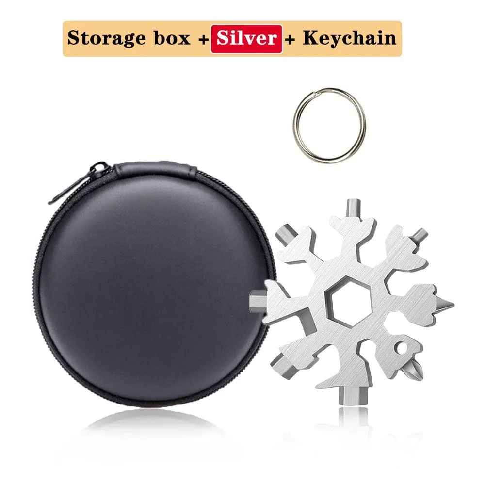 18 in 1 Snowflake Spanner Keyring Hex Multifunction Outdoor Hike Wrench Key Ring Pocket Multipurpose Camp Survive Hand Tools