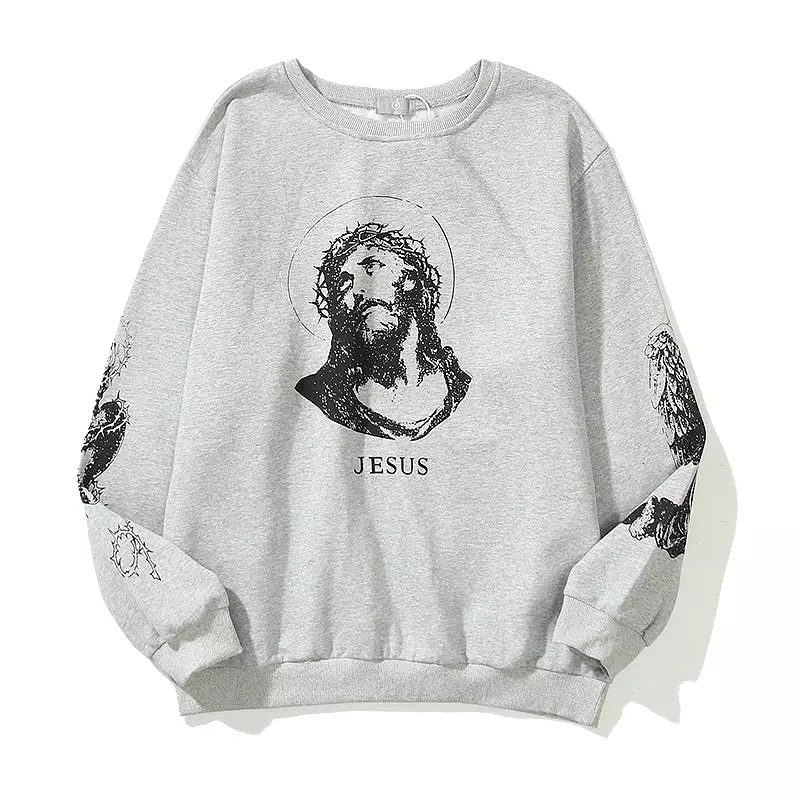 2021 Essential Sweatshirts Men Women High Quality Hip Hop Streetwear Hoodies Jesus Print Cotton Crewneck Kanye West