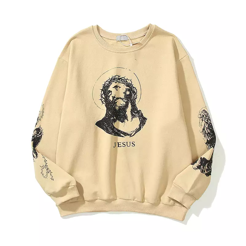 2021 Essential Sweatshirts Men Women High Quality Hip Hop Streetwear Hoodies Jesus Print Cotton Crewneck Kanye West