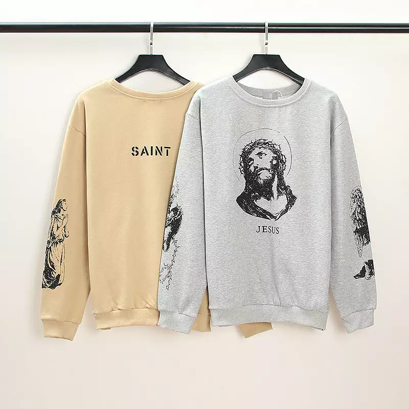 2021 Essential Sweatshirts Men Women High Quality Hip Hop Streetwear Hoodies Jesus Print Cotton Crewneck Kanye West