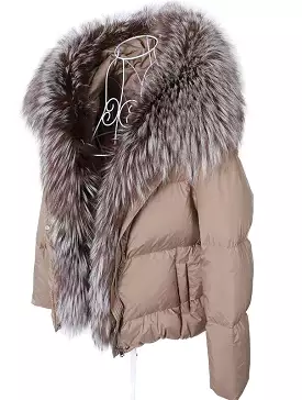 2023 White Duck Down Jacket Winter Women Warm Loose Coat Natural Real Fox Fur Collar