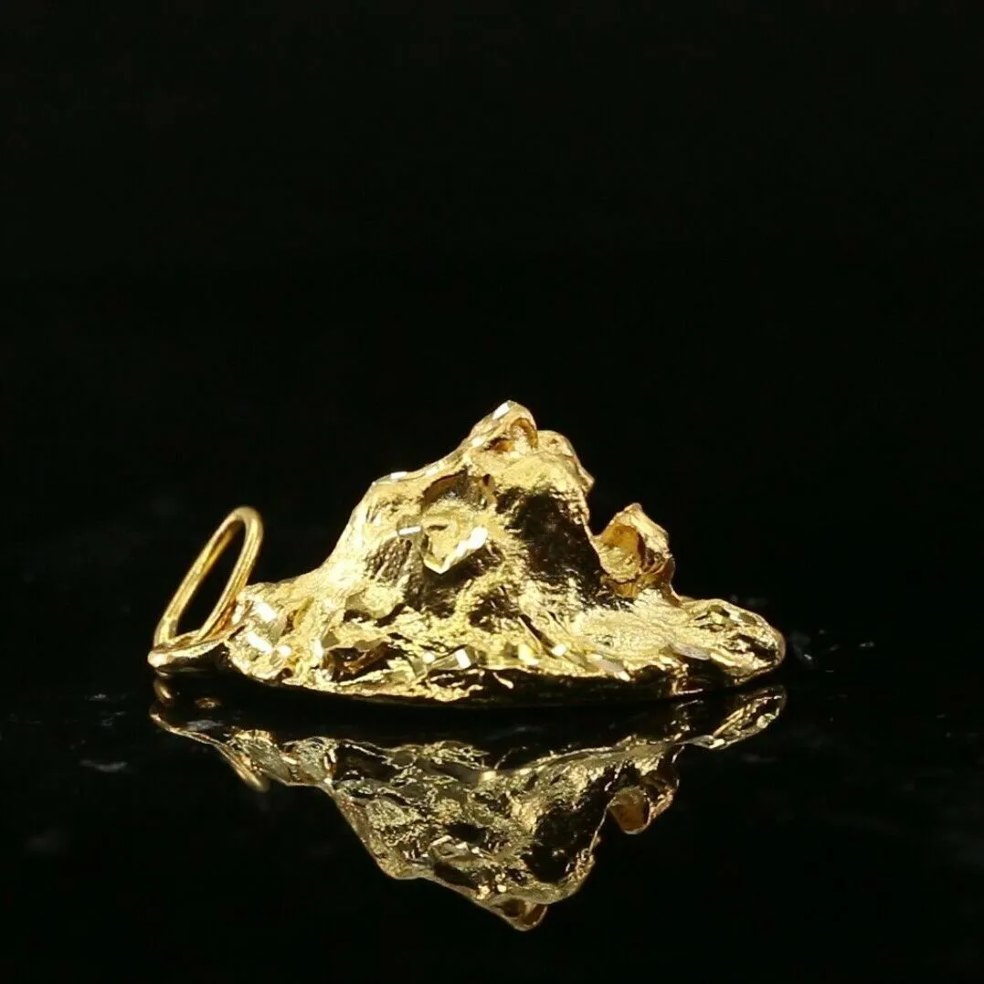 22k 22ct Solid Gold ELEGANT Simple Diamond Cut Lion Head Pendant P1516