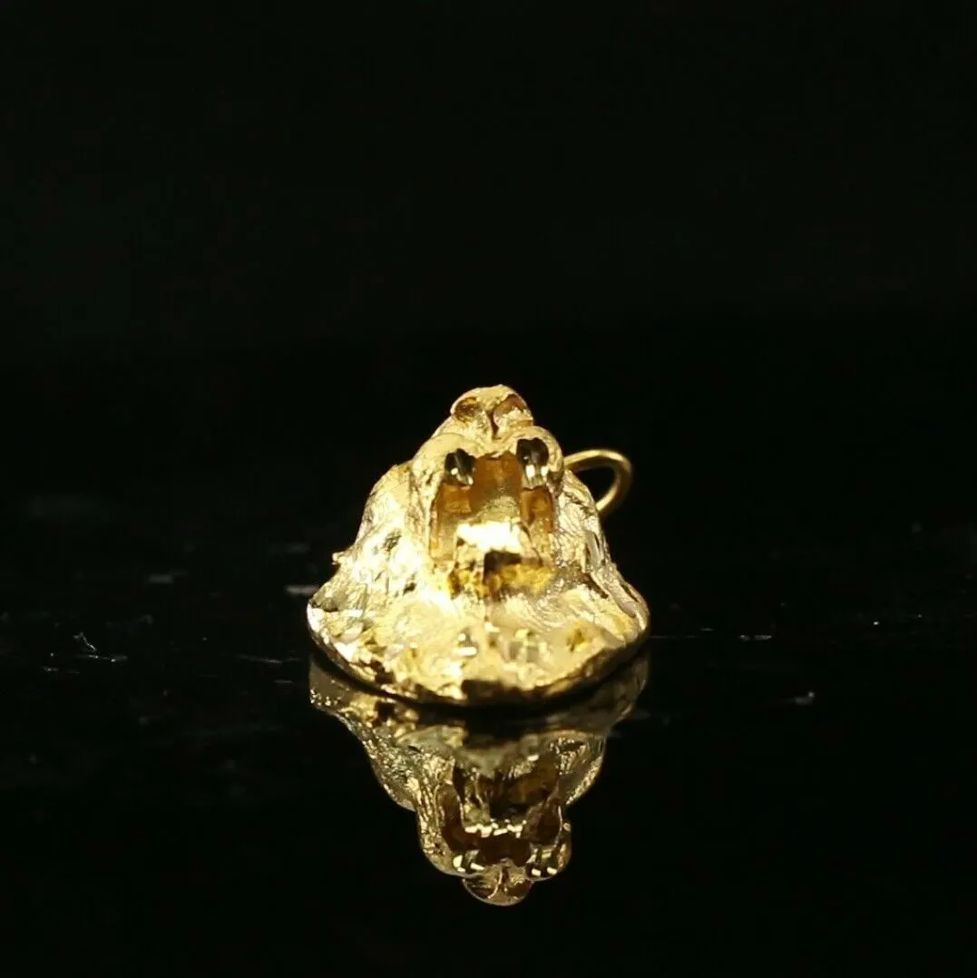 22k 22ct Solid Gold ELEGANT Simple Diamond Cut Lion Head Pendant P1516