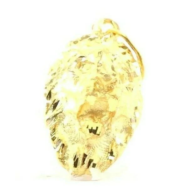 22k 22ct Solid Gold ELEGANT Simple Diamond Cut Lion Head Pendant P1516