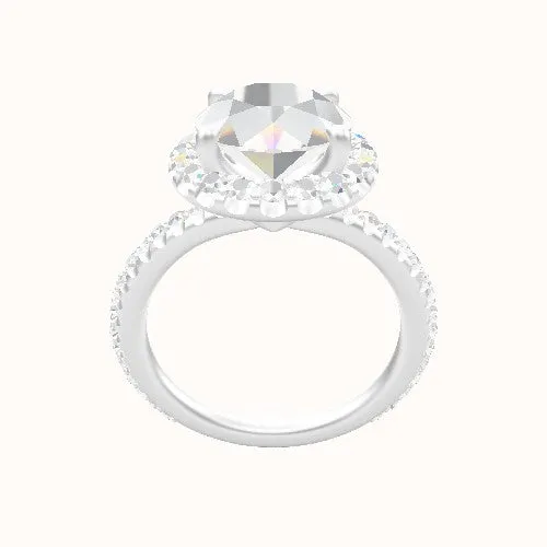 3/4 Pave Engagement Ring With Halo Head