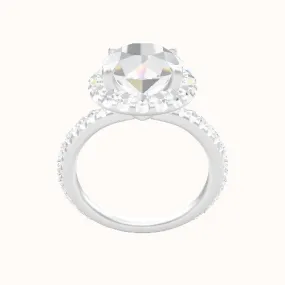 3/4 Pave Engagement Ring With Halo Head