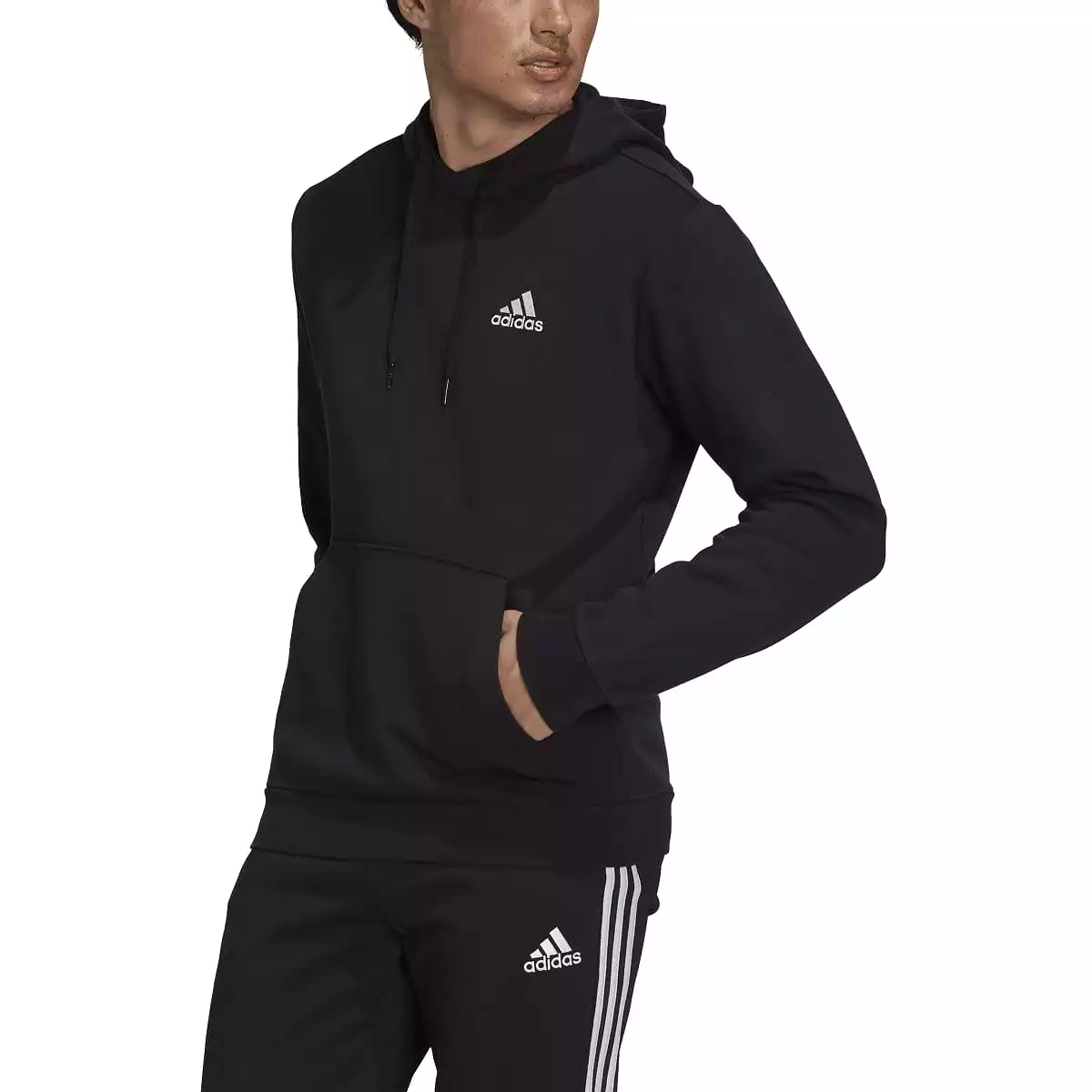 ADIDAS MEN'S ESSENTIALS FLEECE BLACK HOODIE