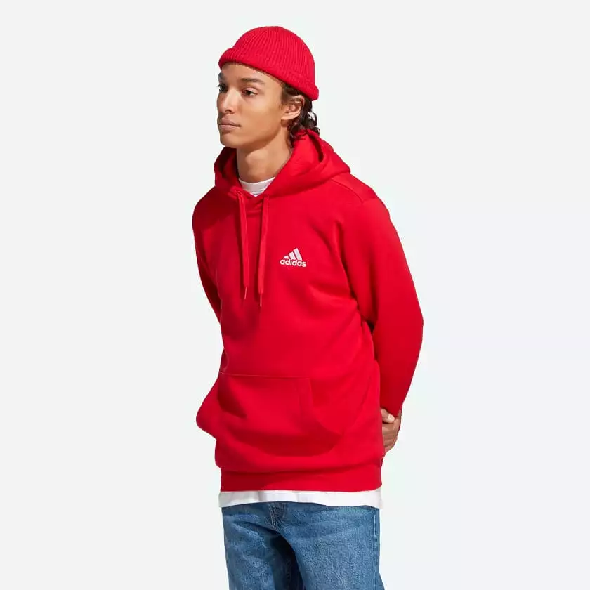 ADIDAS MEN'S FEELCOZY RED HOODIE