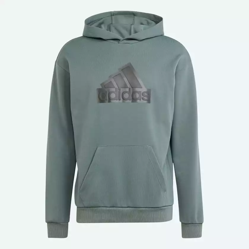 ADIDAS MEN'S FUTURE ICONS BADGE OF SPORT GREEN HOODIE