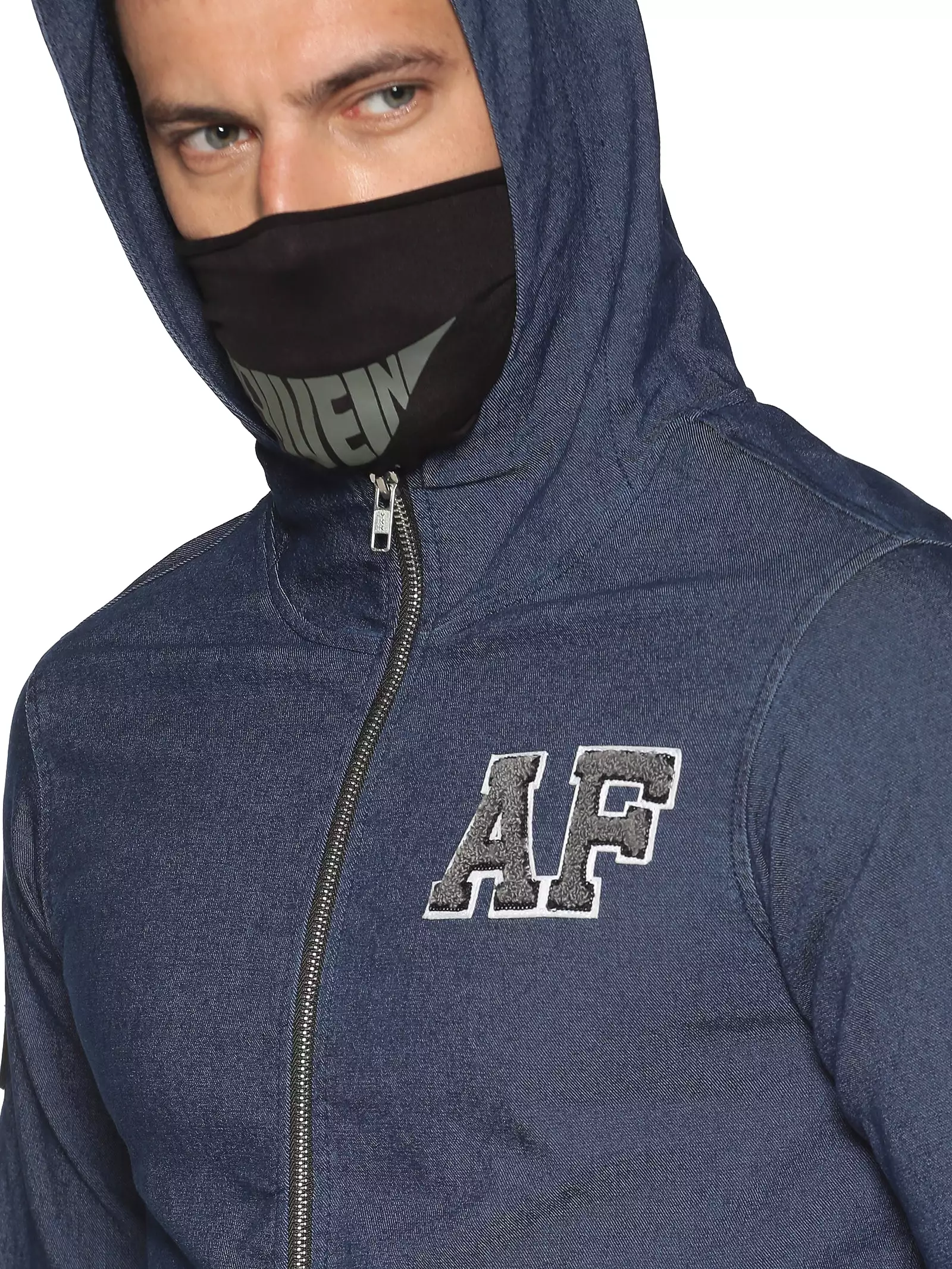 Arctic Fox Men Denim Blue sweatshirts with Integrated Mask & Hoodies