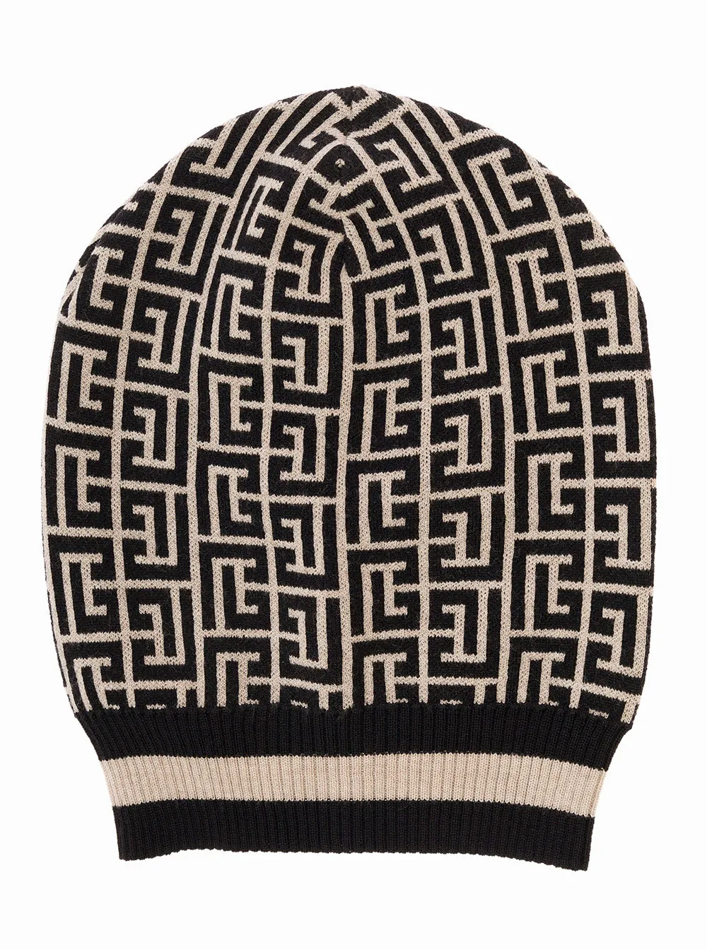 Balmain All-Over Patterned Ribbed Beanie