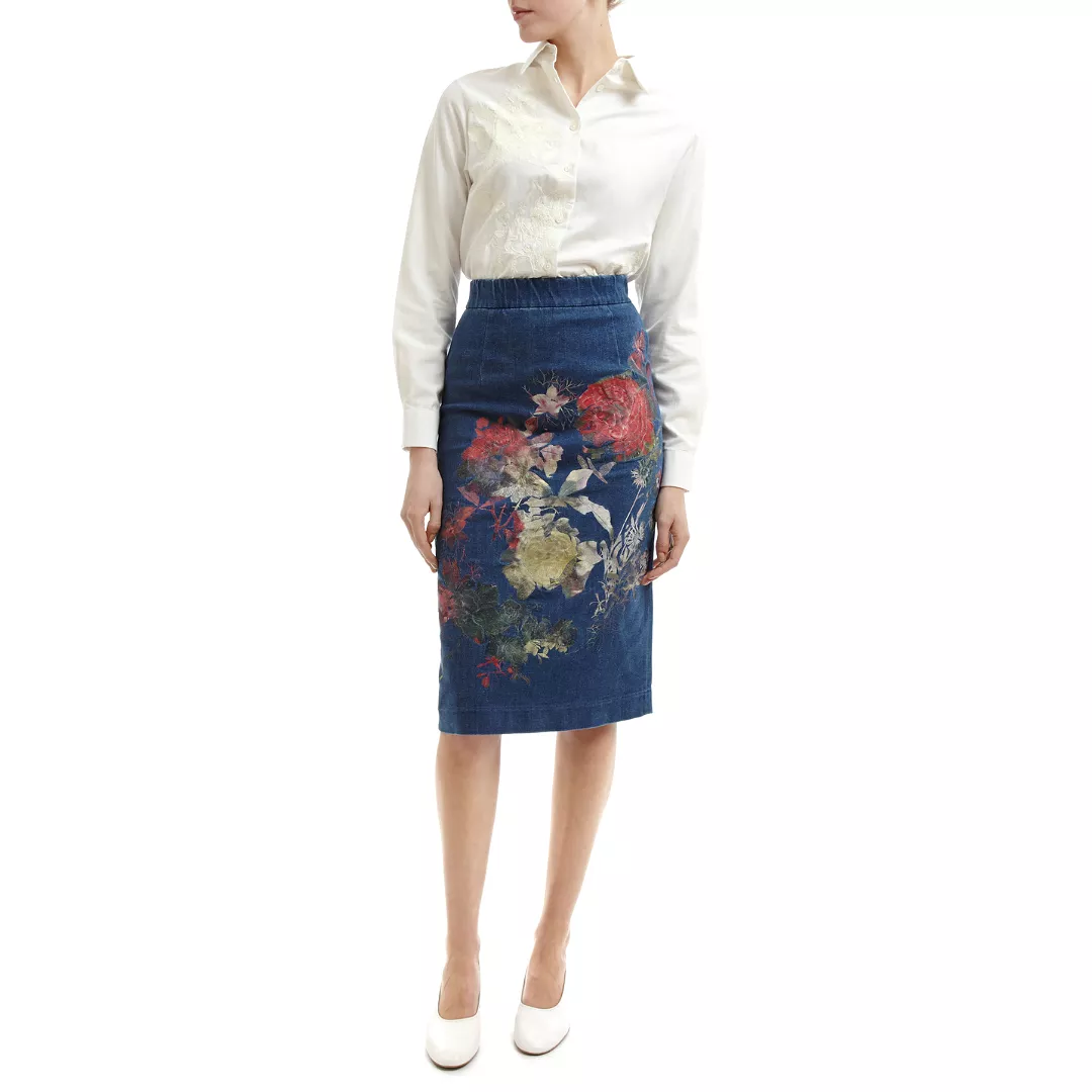 BETSY EMBROIDERED DENIM SKIRT