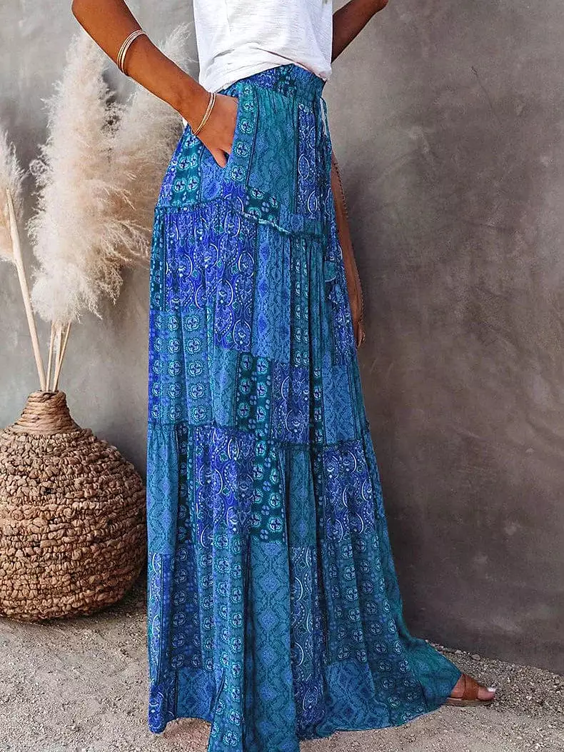 Bohemian Cotton Maxi Skirt for Women