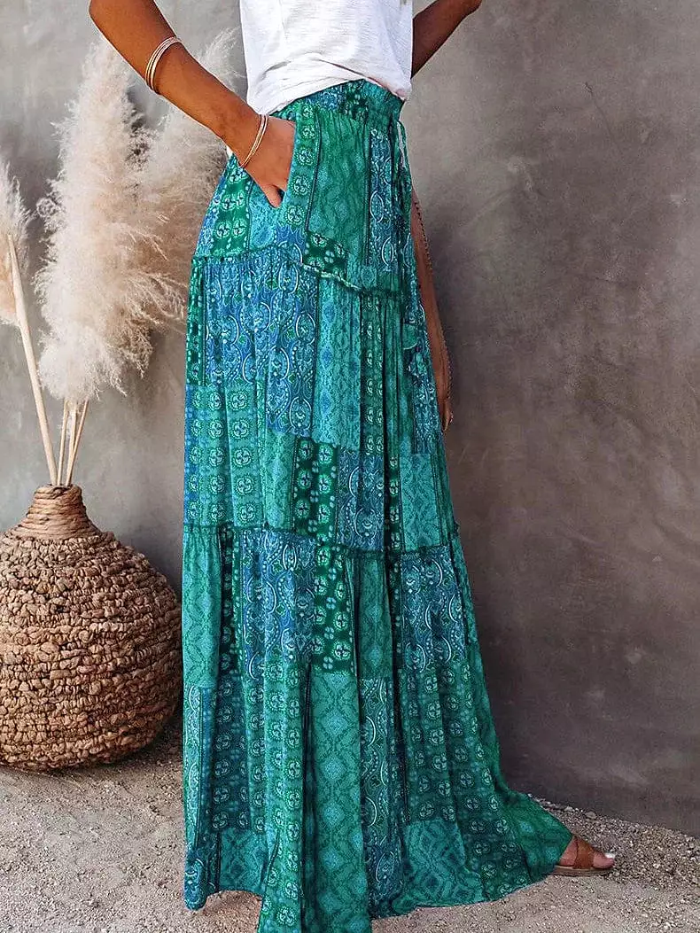 Bohemian Cotton Maxi Skirt for Women