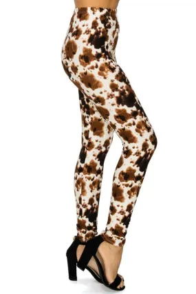 Brown Cow Print Soft Lounge Yoga Leggings Pants