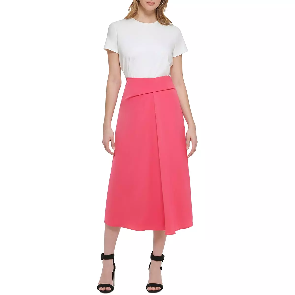 Calvin Klein Womens High Rise Twist Waist Midi Skirt