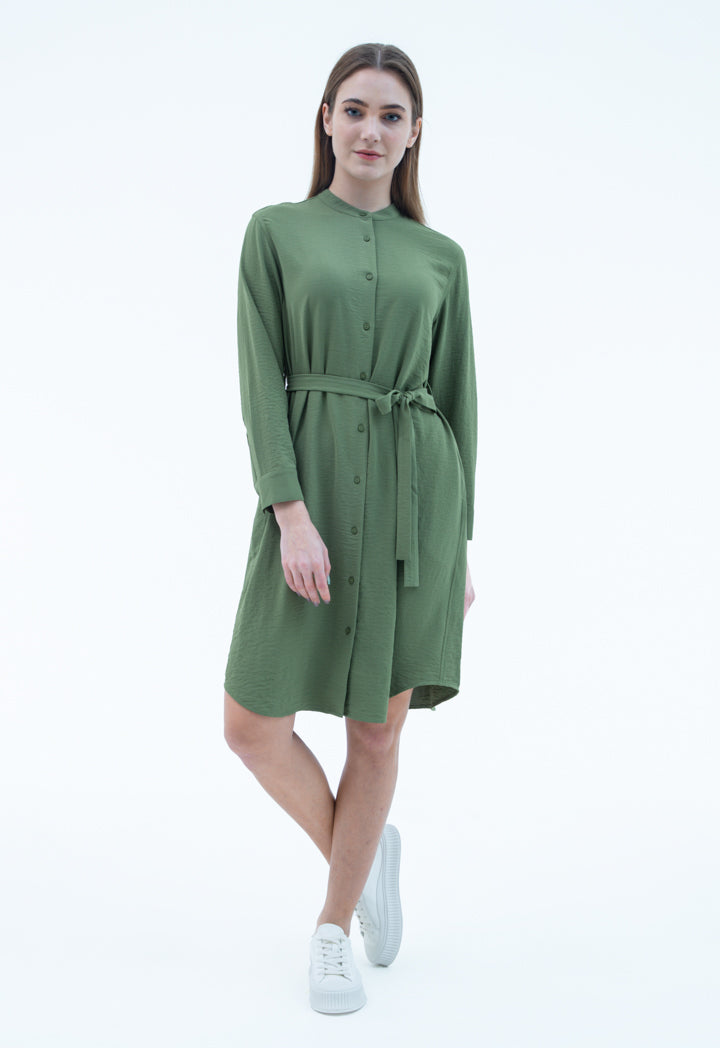 Casual Collared Shirt Dress