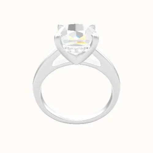 Cathedral Engagement Ring With V Prong with Hidden Halo Head