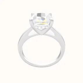 Cathedral Engagement Ring With V Prong with Hidden Halo Head