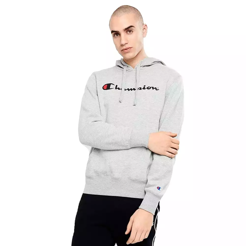 CHAMPION MEN'S SCRIPT GREY HOODIE