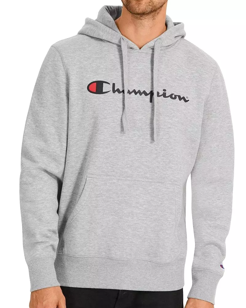 CHAMPION MEN'S SCRIPT GREY HOODIE