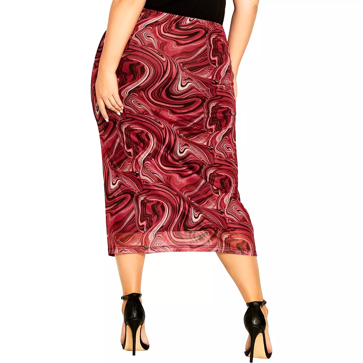 City Chic Womens Midi Printed Pencil Skirt