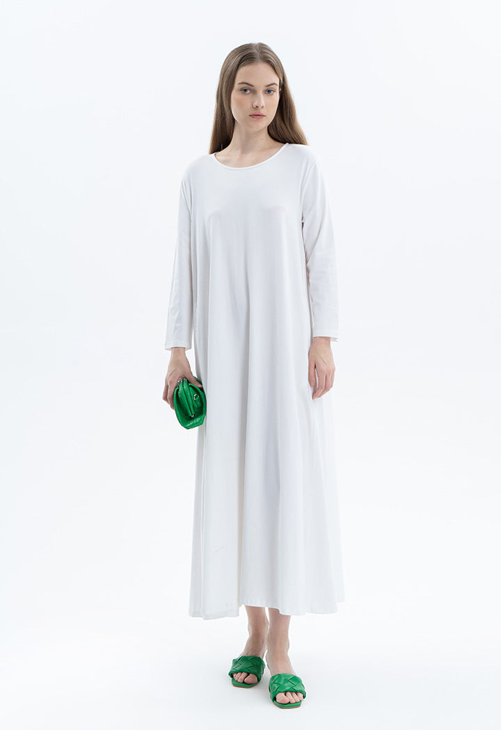 Classic Round Neck Solid Maxi Dress