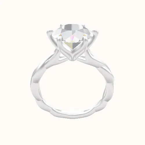 Cobra solitaire Twist Engagement Ring With Petal Six Prong Head