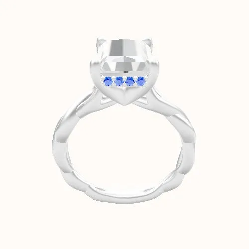 Cobra solitaire Twist Engagement Ring With V Prong with Hidden Halo Head