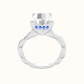 Cobra solitaire Twist Engagement Ring With V Prong with Hidden Halo Head