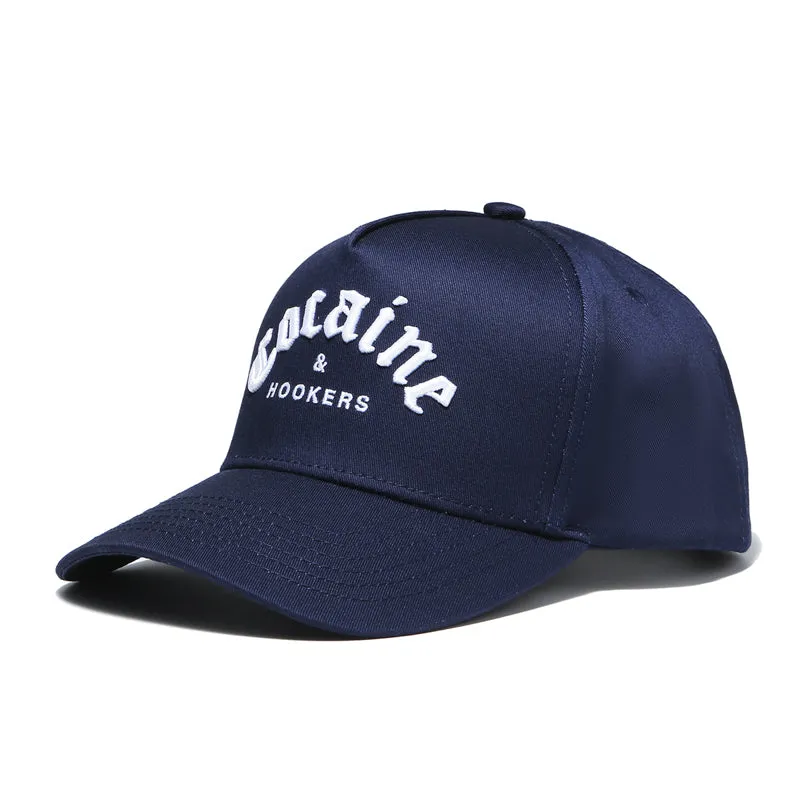 Cocaine & Hookers Navy Blue SnapBack Golf Hat with Curved Brim