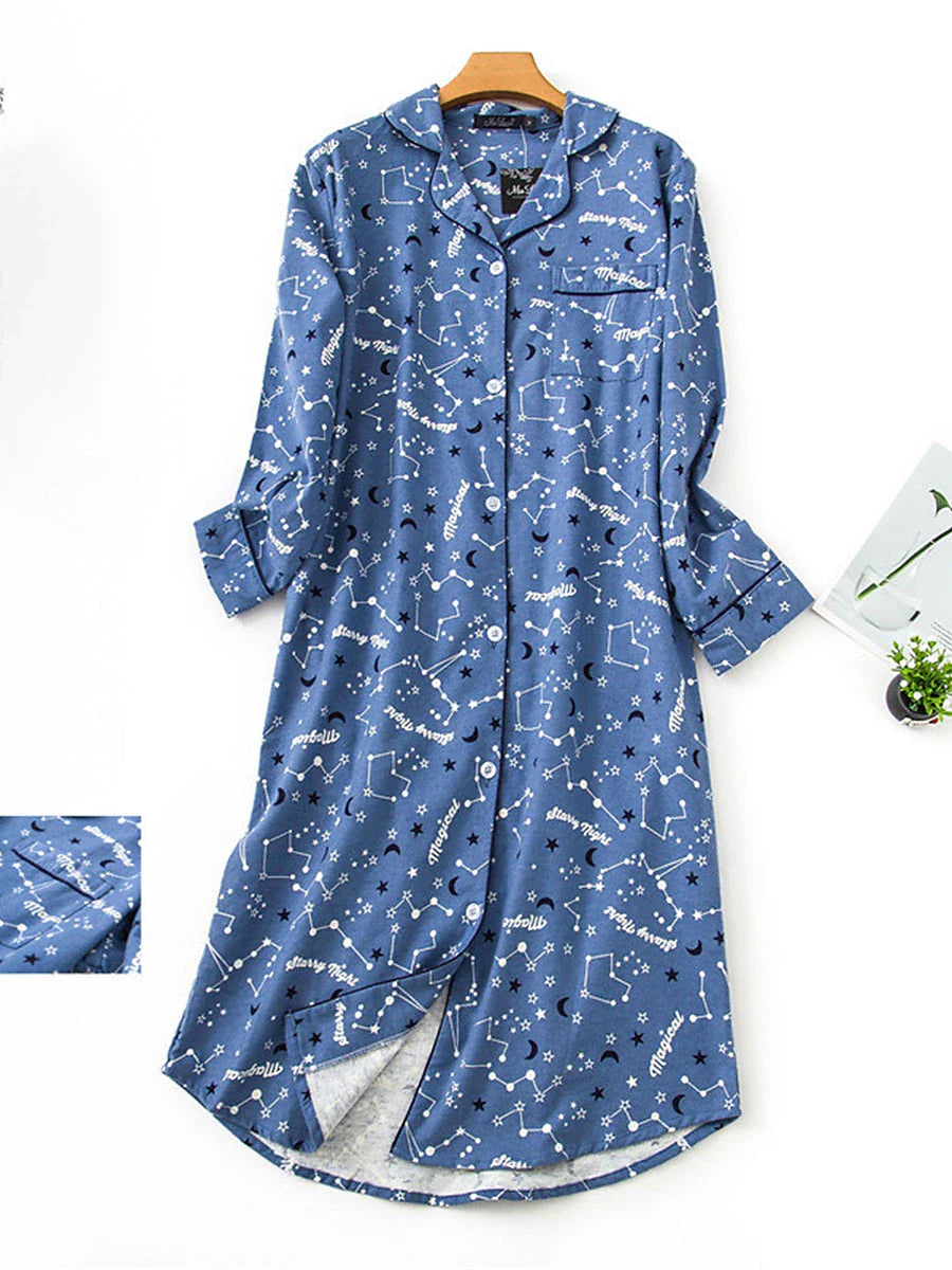 Comfortable Heart Grid/Plaid Nightgown Dress for Women