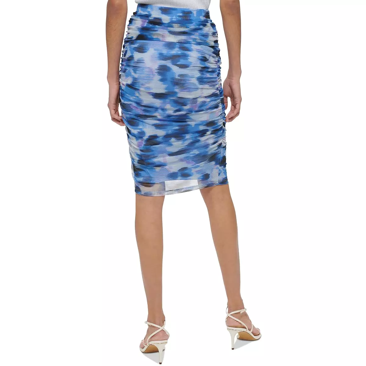 DKNY Womens Printed Midi Pencil Skirt