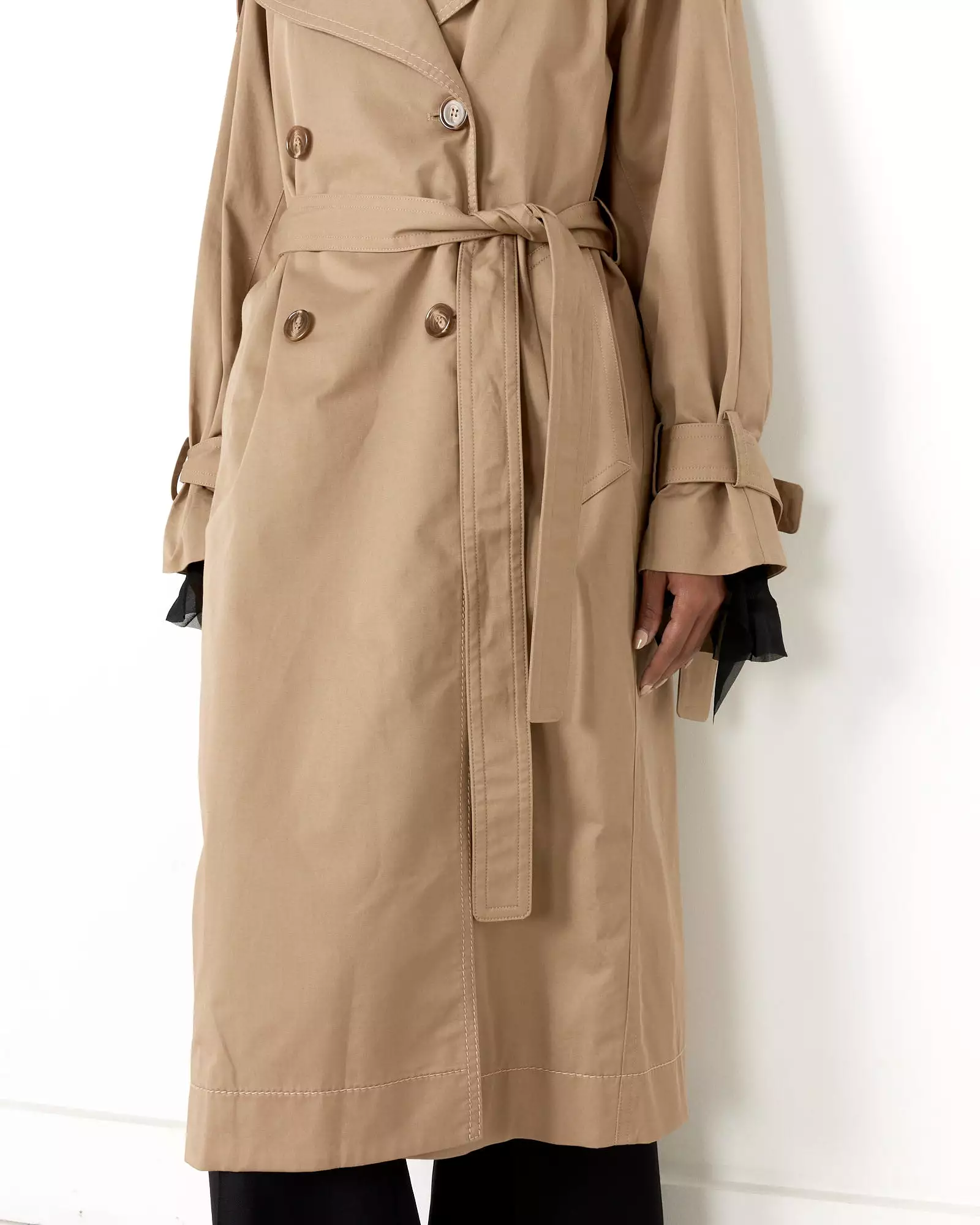 Double-Breasted Trench Coat in Cold Beige