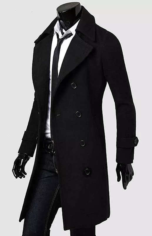 Double Breasted  Wool Men Winter Coat