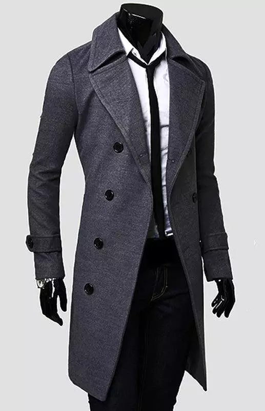 Double Breasted  Wool Men Winter Coat