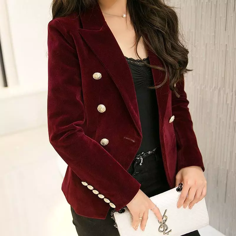 Douceur Velvet Blazer Women - Casual - Plain-Solid