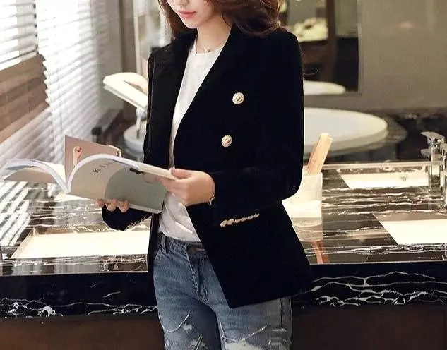 Douceur Velvet Blazer Women - Casual - Plain-Solid