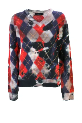 Dsquared2 Argyle Check-Printed Ribbed Hem Jumper