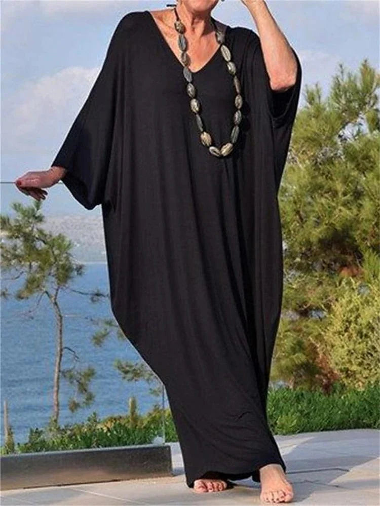 Elegant Black Kaftan Dress for Women - Versatile and Comfortable Option for Any Occasion