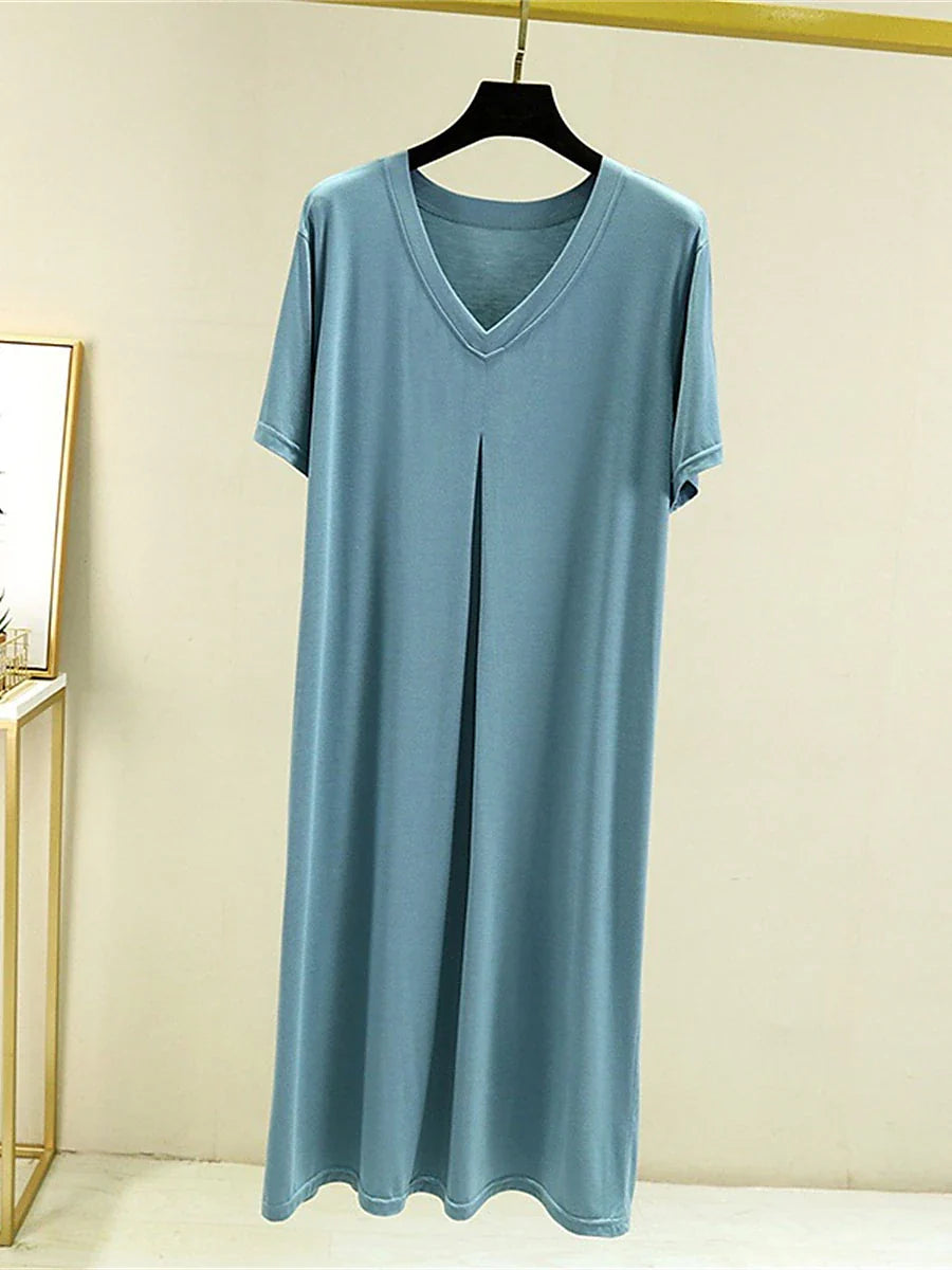 Elegant Nightgown Dress with V Wire Sleeves for Women