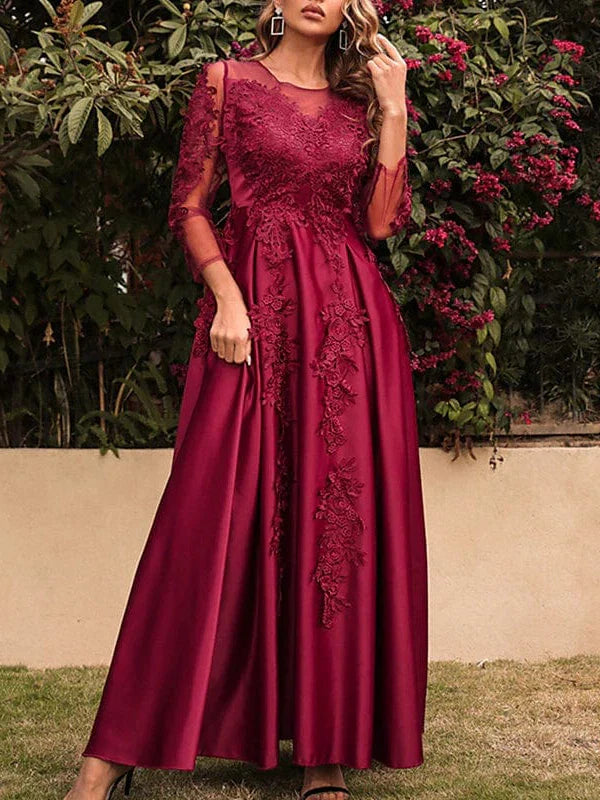 Elegant Red Lace Maxi Dress for Women - Perfect for Winter Events and Valentine's Day