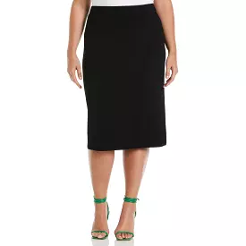 Ella Rafaella Womens Plus Ribbed Knit Knee-Length Pencil Skirt