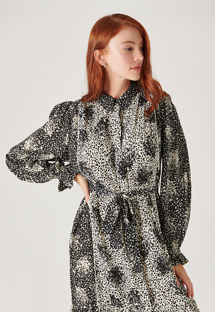 Ethnicprinted Shirt Gathered Dress