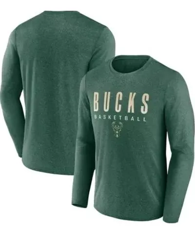 Fanatics Men's NBA Fanatics ed Hunter Milwaukee Bucks Where Legends Play Iconic Practice Long Sleeve T-Shirt