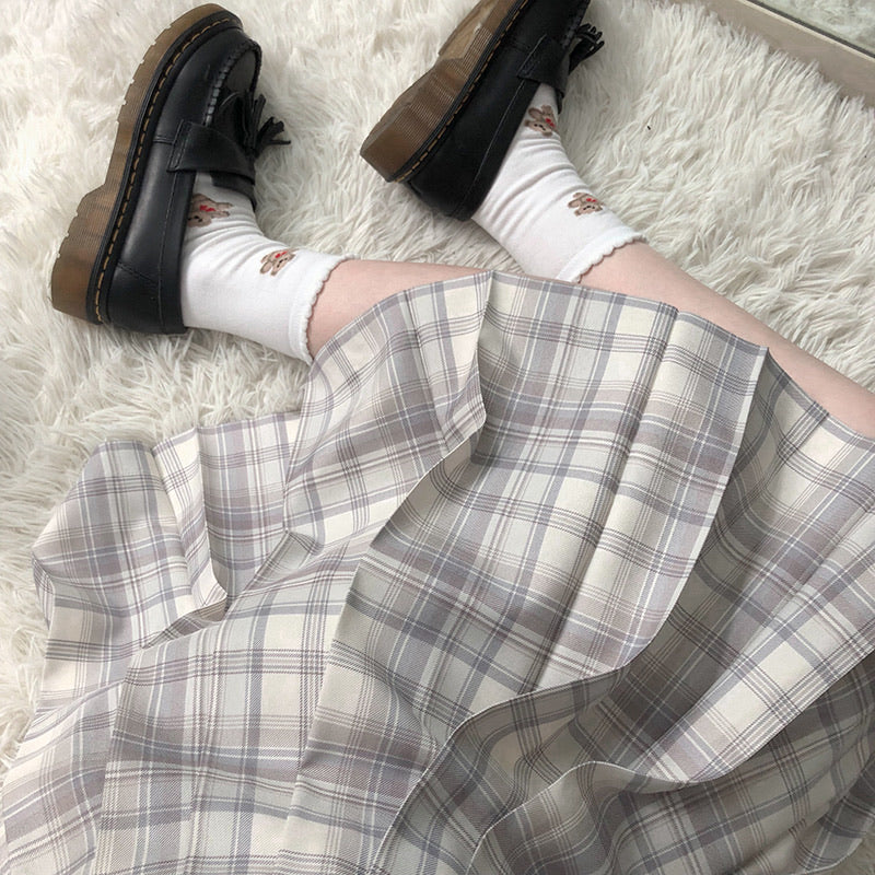 fine snow skirt plaid pleated jk skirt