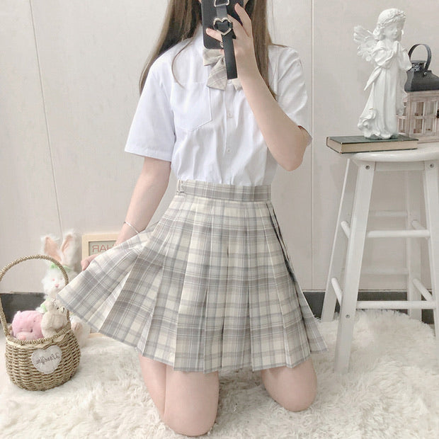 fine snow skirt plaid pleated jk skirt