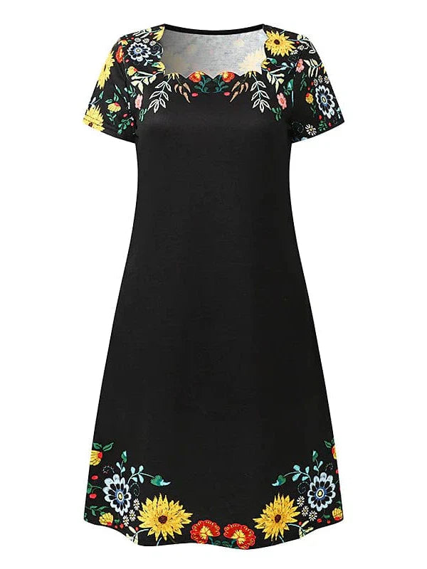 Floral Print Ruched Square Neck Mini Dress for Women