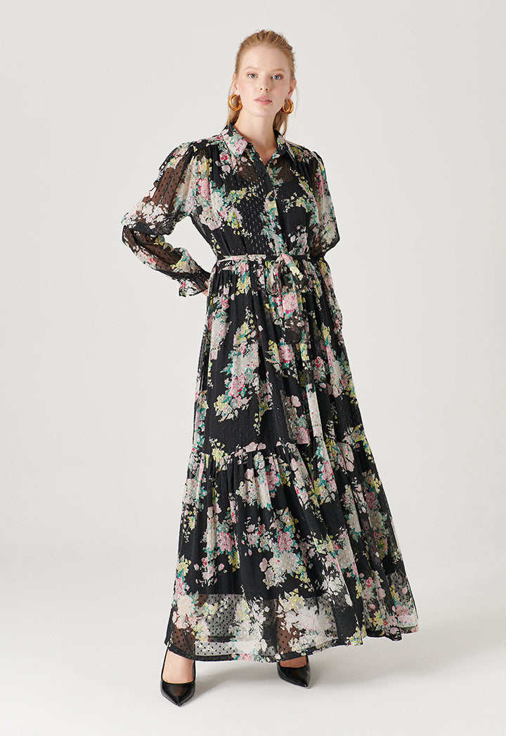 Floral Printed Dobby Maxi Dress